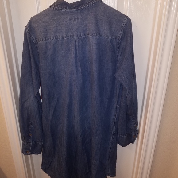 Denim Style Long Shirt Dress - Picture 2 of 3